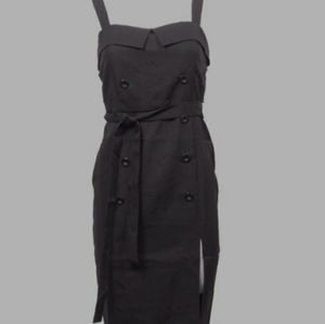 FAVLUX Fashion Black Sleeveless Jumper Dress Small Thick Straps Button Front